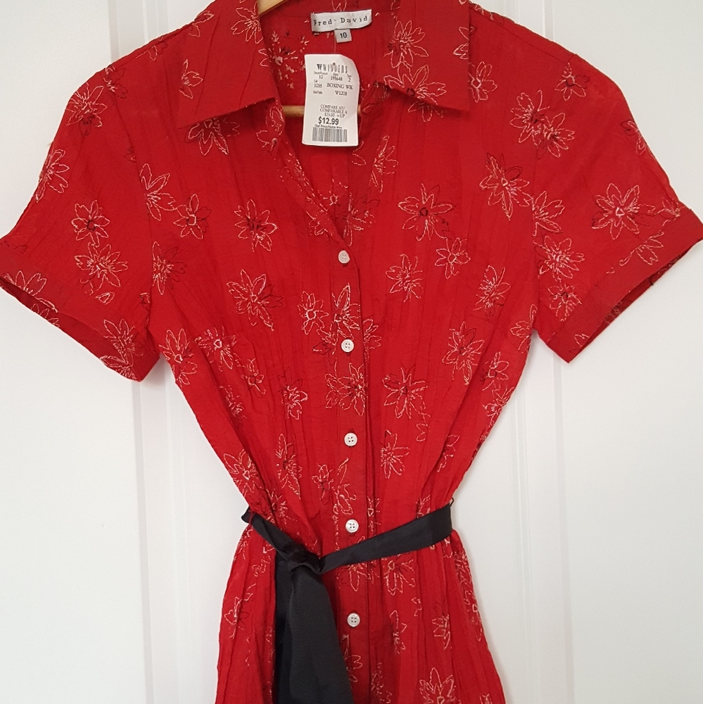 Red Flower Printed Blouse